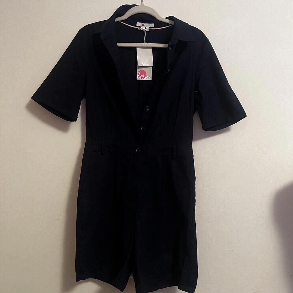 Boden Linen Cotton Blend Stylish Short Sleeve Romper SZ 4 Tall